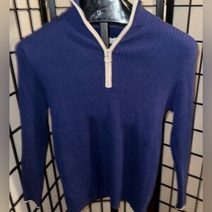Ava + Viv Royal Blue with White Trim Half Zipper Sweater Blouse Size X